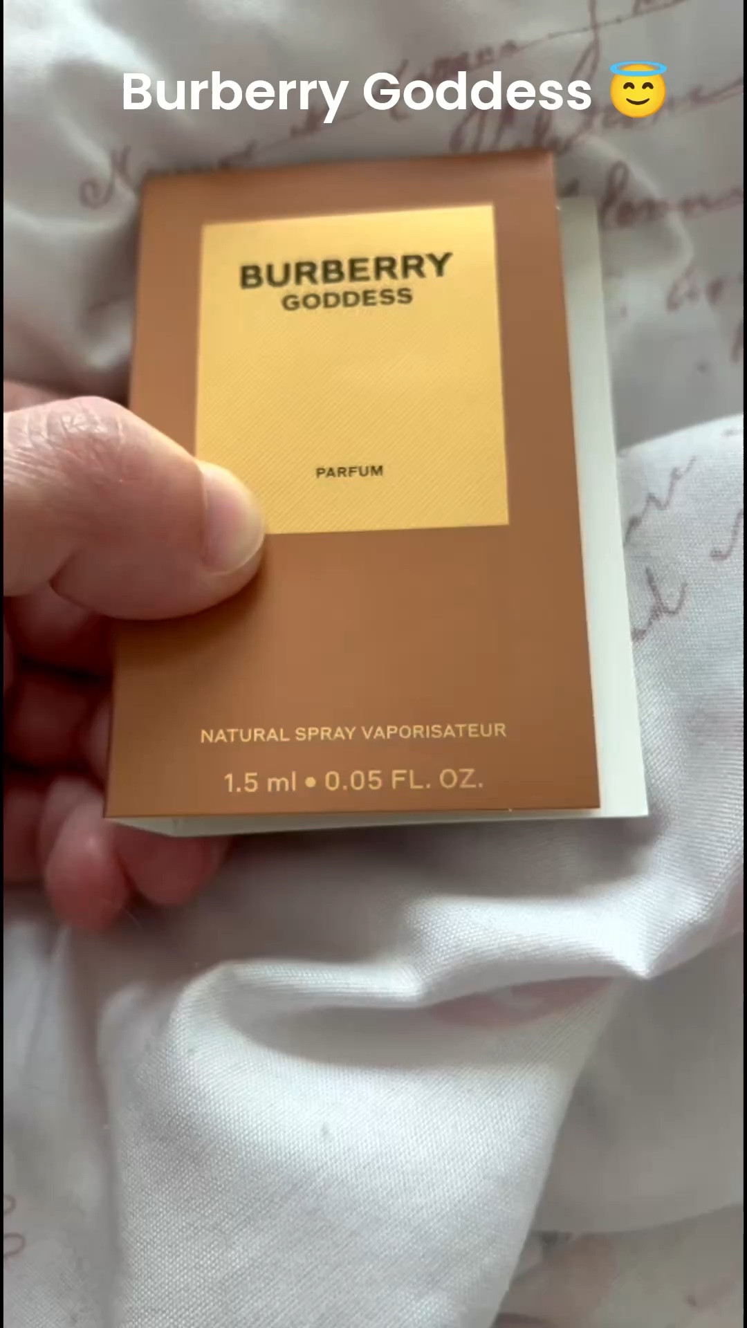 The scent I’m currently obsessed with is Burberry Goddess Perfume! It has Top Notes of Lavender Essence, Raspberry Accord. Middle Notes of Trio of Vanilla Extracts (Infusion, Caviar, Absolute); Base Noes of Suede Leather Accord. 
When I run out of this sample I’m going to get a bottle of it! It’s a great gift for your Mom too! It smells so good and the scent lasts a long time too! It’s a nice sweet scent! 

#LTKBeauty #LTKselfcare #LTKMothersDay