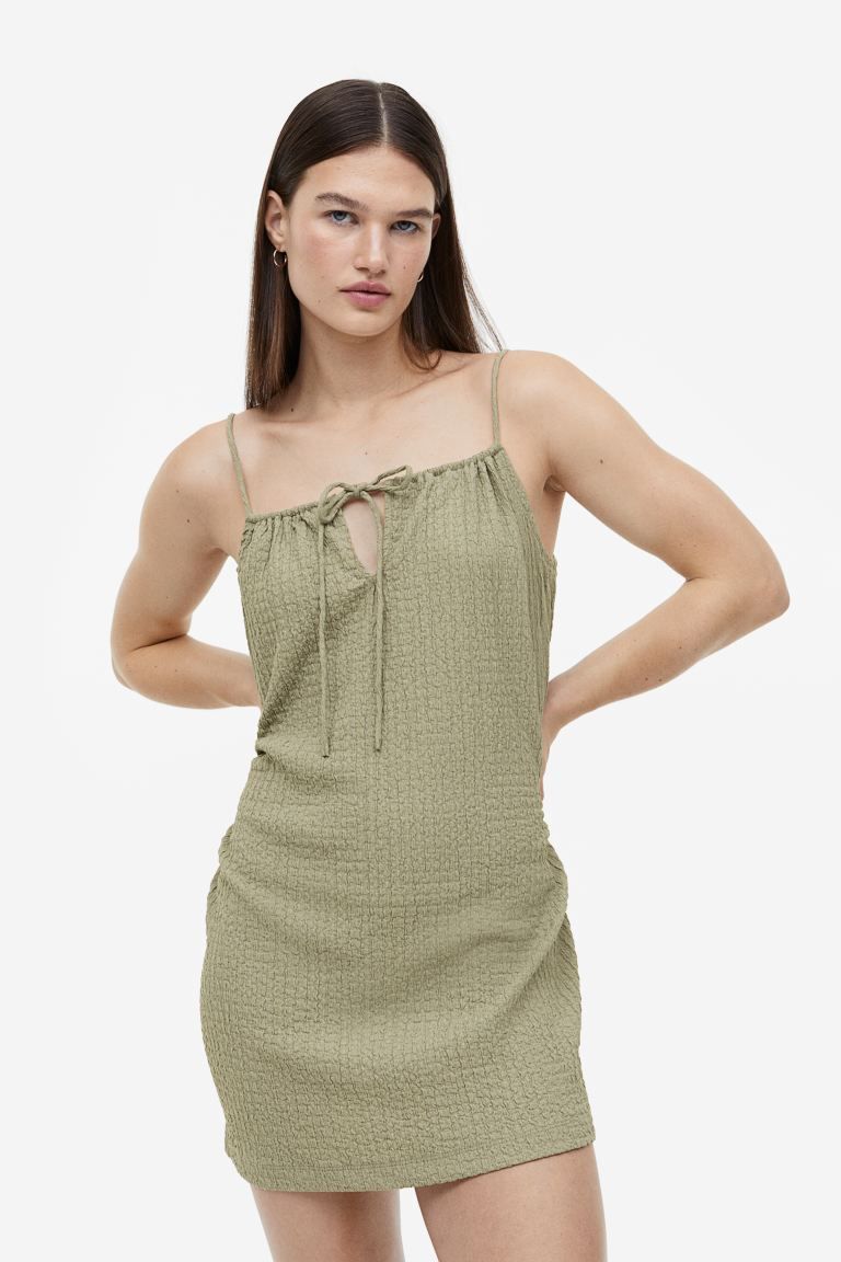 Crinkled Jersey Dress - Light khaki green - Ladies | H&M US | H&M (US + CA)