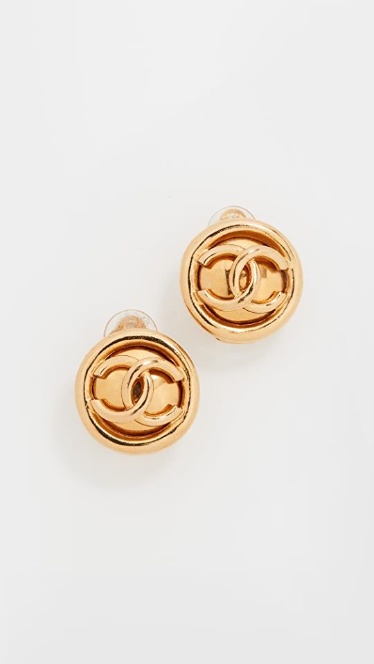 What Goes Around Comes Around Chanel Gold Button Earrings | SHOPBOP | Shopbop