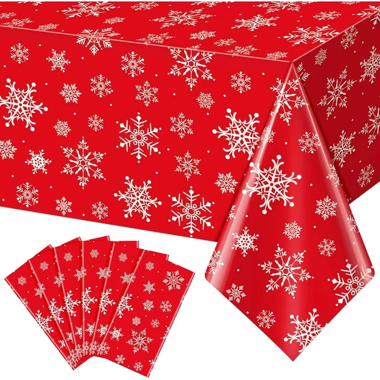 Samhe 6 Pack Christmas Snowflake Tablecloth Disposable Christmas Plastic Tablecloth Table Cover f... | Walmart (US)