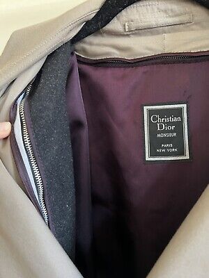 Vintage Christian Dior Sz 46 Long Tan Trench Coat Wool Lined Khaki Belted Jacket  | eBay | eBay US