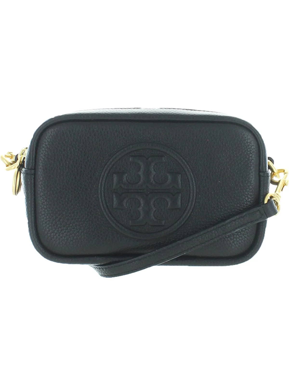 Tory Burch Womens Perry Bombe Pebbled Leather Crossbody Handbag Black Small - Walmart.com | Walmart (US)