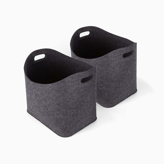 Felt-Like-It! Basket, Medium, Charcoal, Set of 2 | West Elm (US)