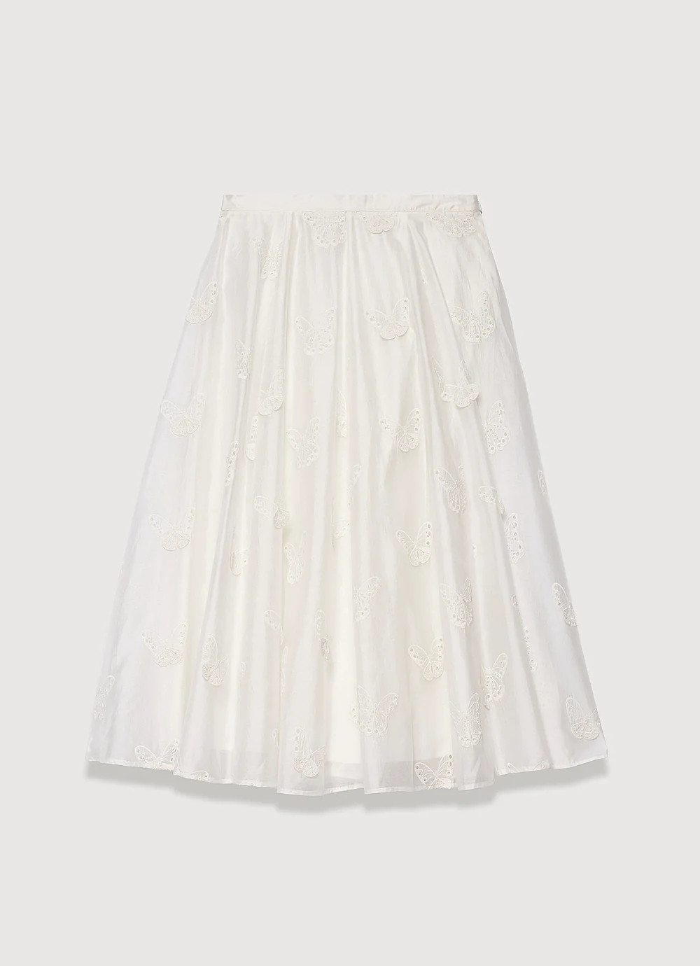 White Embroidered Butterfly Detail Midi Skirt | Mint Velvet