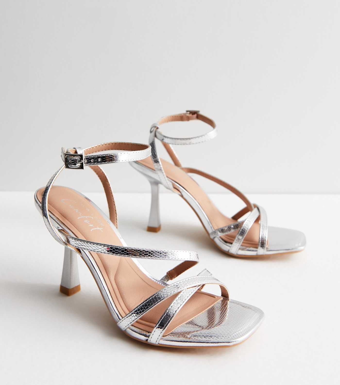 Silver Strappy Stiletto Heel Sandals | New Look | New Look (UK)