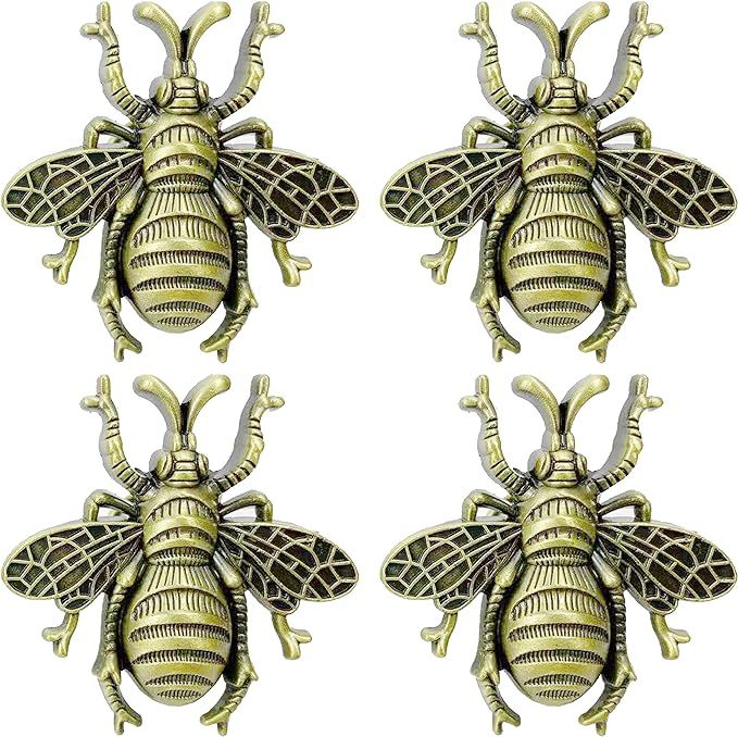 Fennco Styles Modern Bumblebee Metal Napkin Rings, Set of 4 – Bronze Napkin Rings for Home Déc... | Amazon (US)
