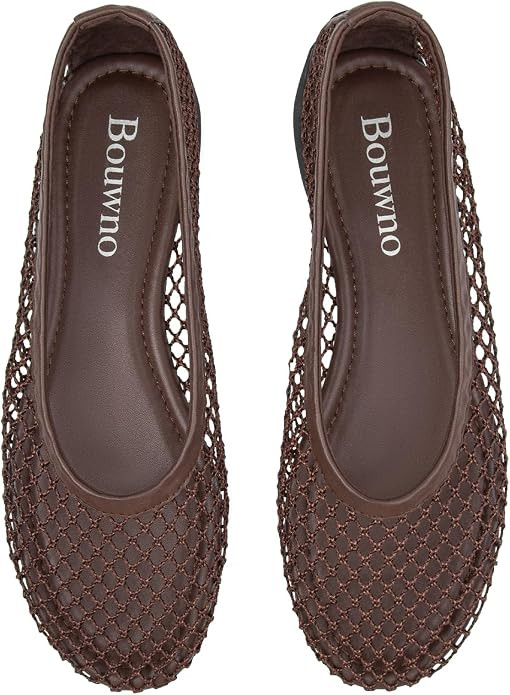 Mesh Ballet Flats for Women Slip On Round Toe Comfy Casual Office Fishnet Ballerina Flat Shoes | Amazon (US)
