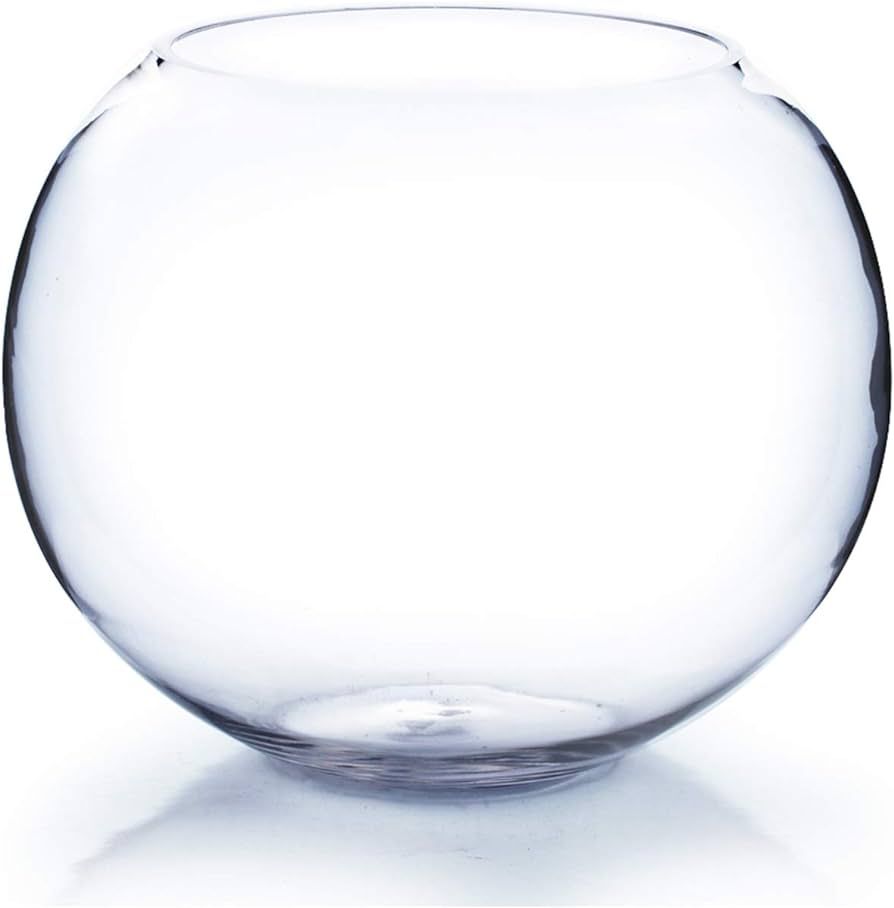 WGV Large Bowl Glass Vase, Diameter 12", Height 10", (Multiple Sizes Choices) Clear Round Bubble ... | Amazon (US)