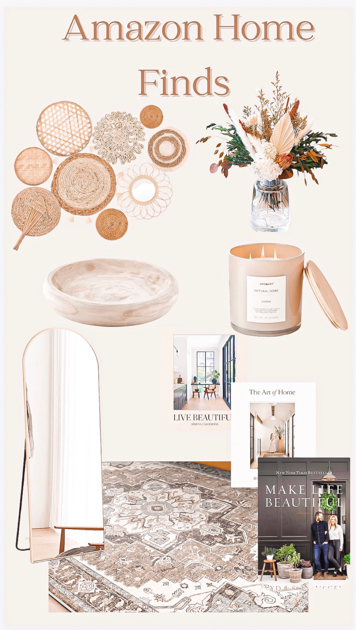 Amazon home finds 🏡 🤎

Home decor, home finds , Amazon home finds, amazon must haves , wall decor, candle, floral arrangements, fall decor, fall home finds, boho home decor, mirror, standing mirror, rug, area rug, living room rug, books, home decor books, candles, flame less candle , beads , lamps, wine glasses, kitchen finds, kitchen knives, kitchen utensils 

#LTKstyletip #LTKhome #LTKfindsunder100