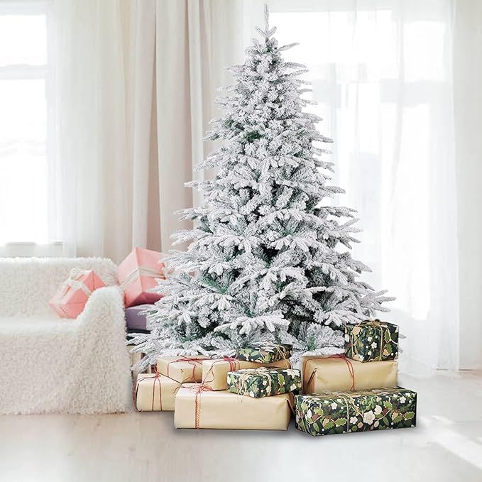 Amazon.com: GDLF 7.5' FT Premium Snow Flocked Artificial Holiday Christmas Tree Metal Hinged & Fo... | Amazon (US)