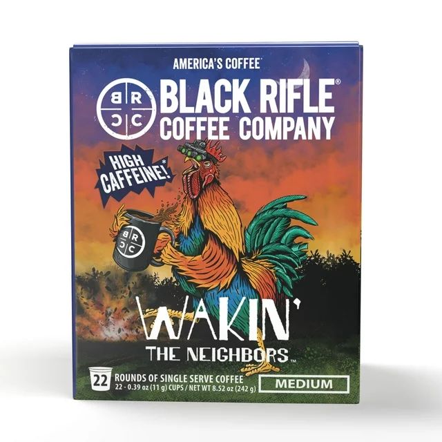 Black Rifle Coffee Company Wakin the Neighbors High Caffeine K-Cup Pods, Medium Roast, 22 Ct | Walmart (US)