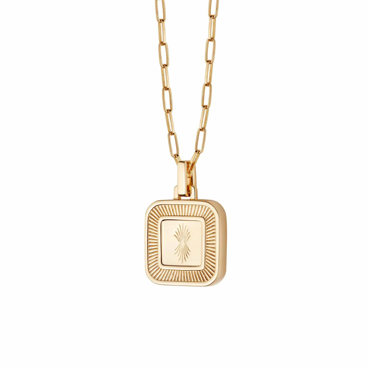 Palm Engraved Square Locket 18ct Gold Plate | Daisy London Jewellery