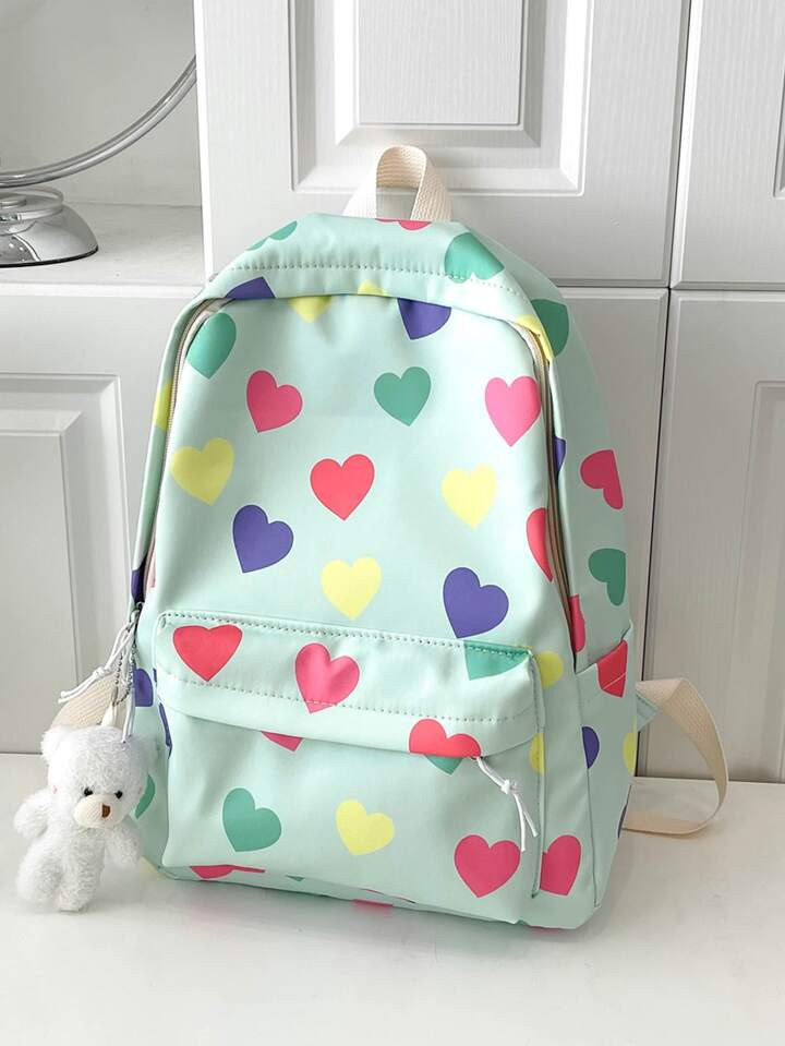 Kids" Heart Shaped Backpack With Pendant (Print Position Random) | SHEIN