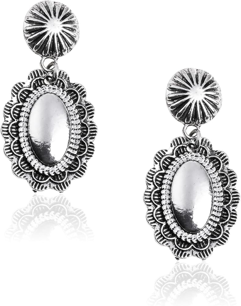 Rustic Couture's Western Earrings for Women Cowgirl Dangling Turquiose Concho Western Jewelry | Amazon (US)