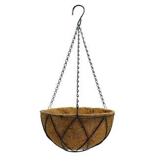 HydroSave Metal Premium Hanging Planter Basket  with Coco Liner (12 in. L x 12 in. W x 5.7 in. H... | The Home Depot