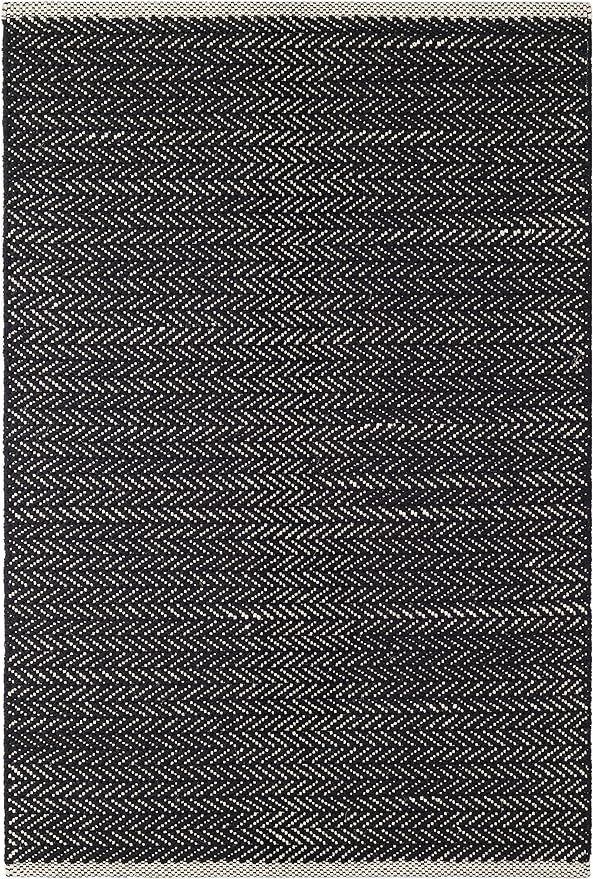 Dash and Albert Herringbone Black Handwoven Cotton Rug, 10 X 14 Feet, Black Geometric Pattern | Amazon (US)