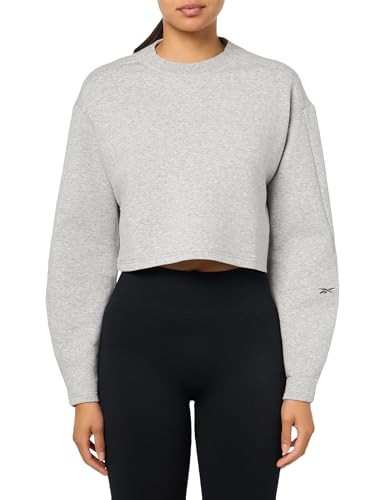 Reebok Women's Activ Collection Dreamblend Midlayer Sweatshirt, Medium Grey Heather, Size Large | Amazon (US)