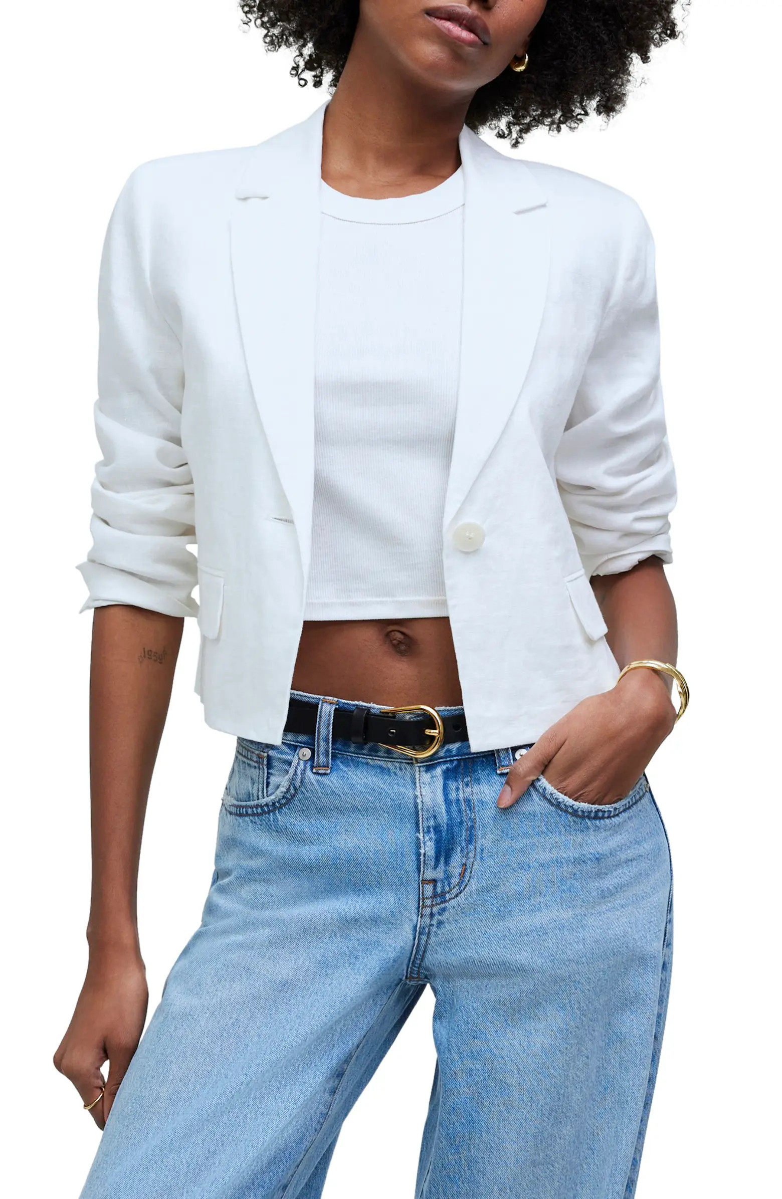 Crop Linen Blazer | Nordstrom