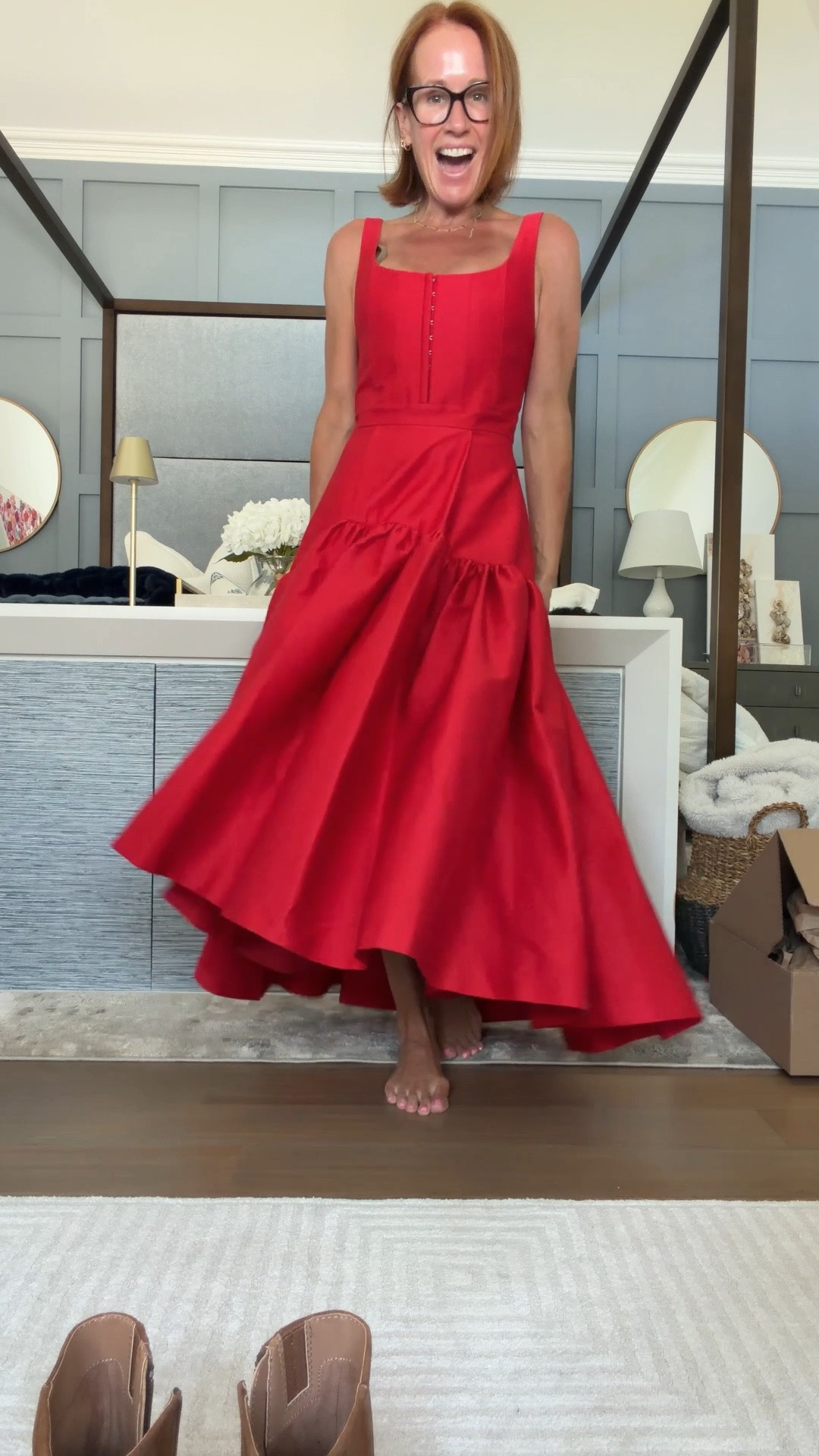 There are dresses you buy for a specific occasion and then there are dresses that make you create occasions to wear them — this Alice and Olivia red structured square neck midi dress with a full dramatic skirt is absolutely the latter. I am wearing it to the LTKCon gala and already have a few fall weddings on the calendar where it is going to make another appearance, because a red fit and flare formal dress this stunning does not get retired after one wear. The square neckline, button front bodice detail and voluminous full skirt silhouette make it one of the most striking women’s formal occasion dresses at Nordstrom right now and red is one of the biggest fall wedding guest and holiday party dress color trends of the season.

#LTKootd #LTKOver40 #LTKWedding