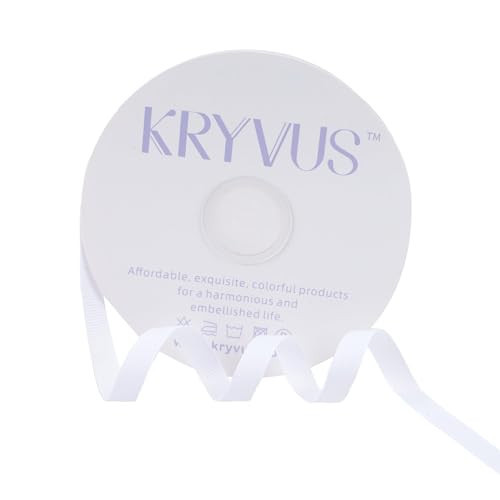 Kryvus White Ribbon, Grosgrain Ribbon 3/8 Inch x Continuous 50 Yards, White Grosgrain Ribbon for Crafts, Gift Wrapping, Hair Accessories, Wedding Decor, Sewing and Bow Making | Amazon (US)