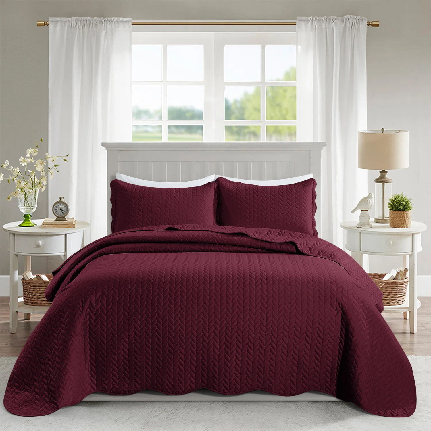 Premium Embossed Bedspread Set With Matching Pillowcases | Wayfair North America