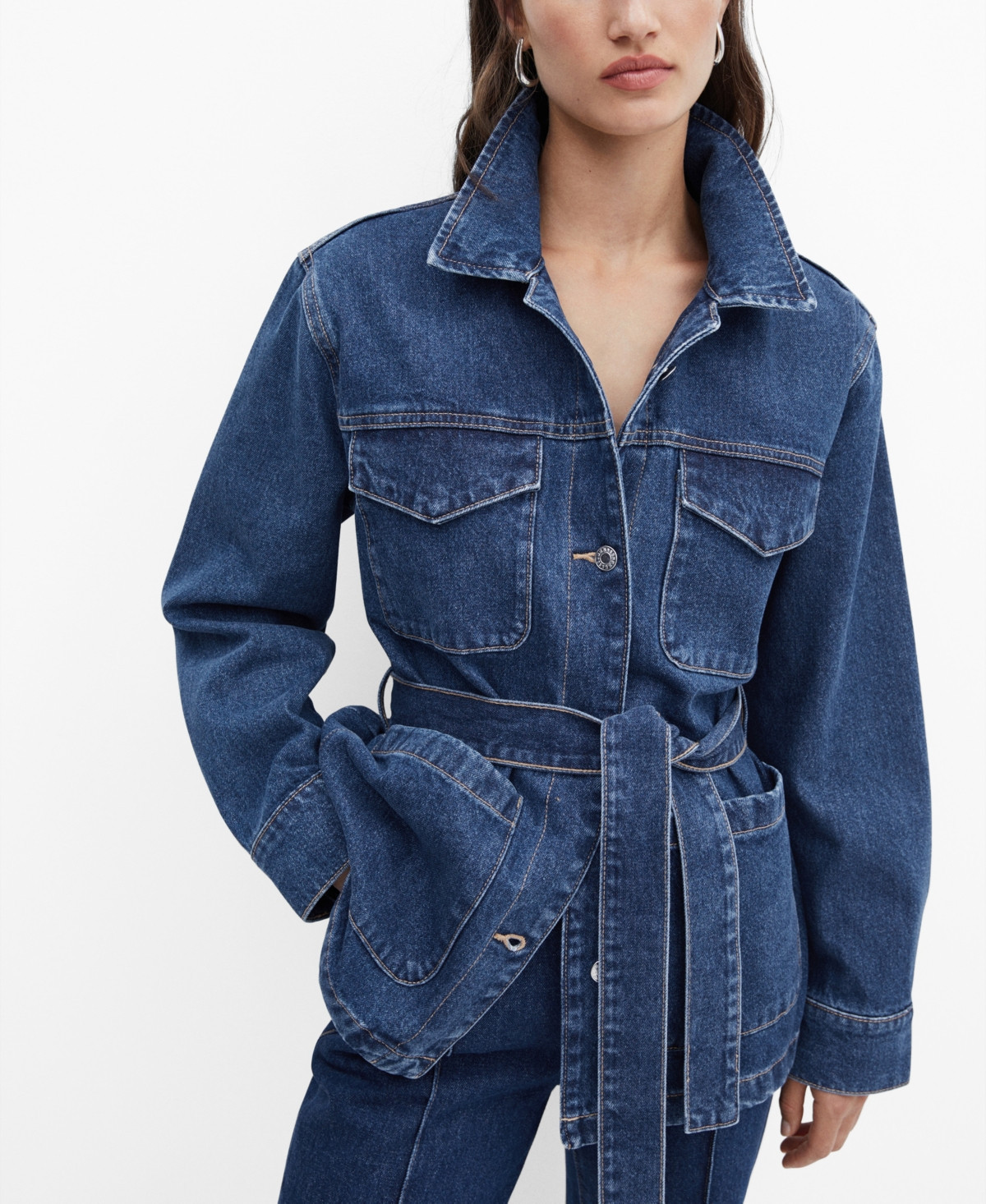 Mango Women's Belted Denim Jacket | Macys (US)