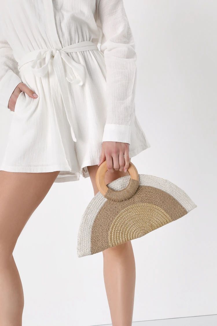 Call to Cabo Natural Multi Woven Raffia Wood Handle Clutch | Lulus (US)