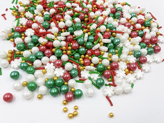 Christmas Sprinkles Sugar Pearls candy 120g/ 4.2oz, Cupcake Cake Topper mix Holiday Sprinkles for... | Amazon (US)