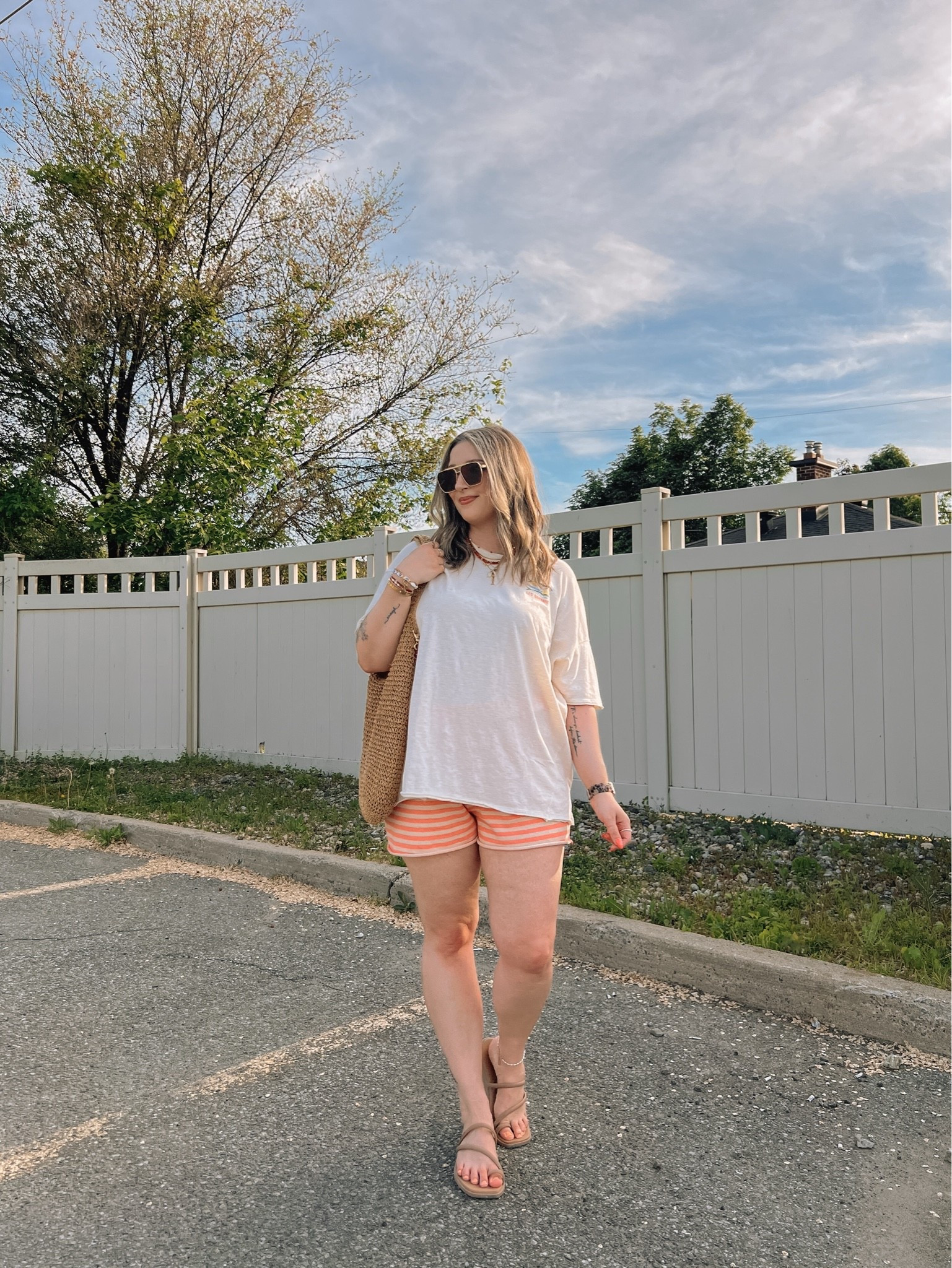 Comfy casual summer outfit! Wearing L in both the sardine graphic tee and striped shorts. Crocs sandals are super comfy, I’m a 9.5-10 and wear a 10. Canadian Crocs link under “similar products”

#LTKsummer #LTKsale #LTKmidsize