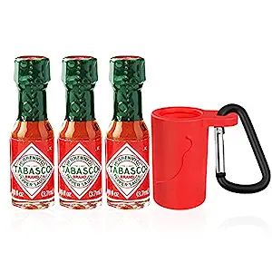 Mini Tabasco Hot Sauce Keychain - Includes 3 Mini Hot Sauce Bottles (.35oz) With Travel Hot Sauce... | Amazon (US)