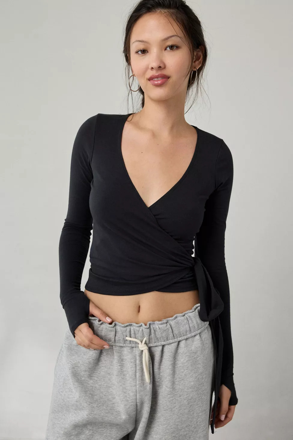 Out From Under Bec Long Sleeve Ballet Wrap Top | Urban Outfitters (US and RoW)