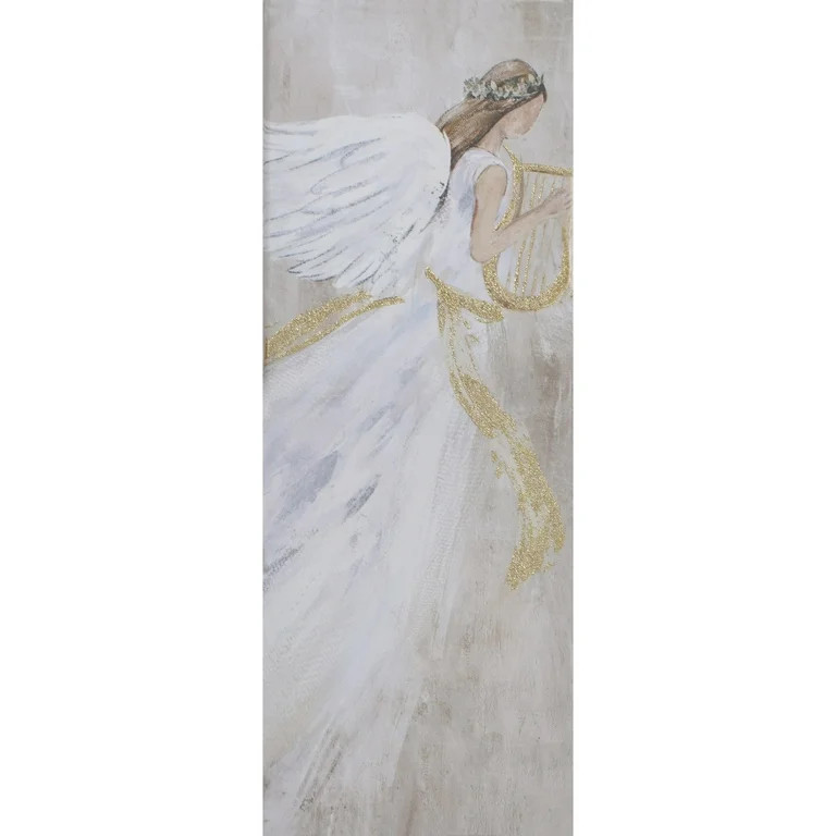 Holiday Time Angel Foil Embellished Canvas Print Christmas Wall Art | Walmart (US)