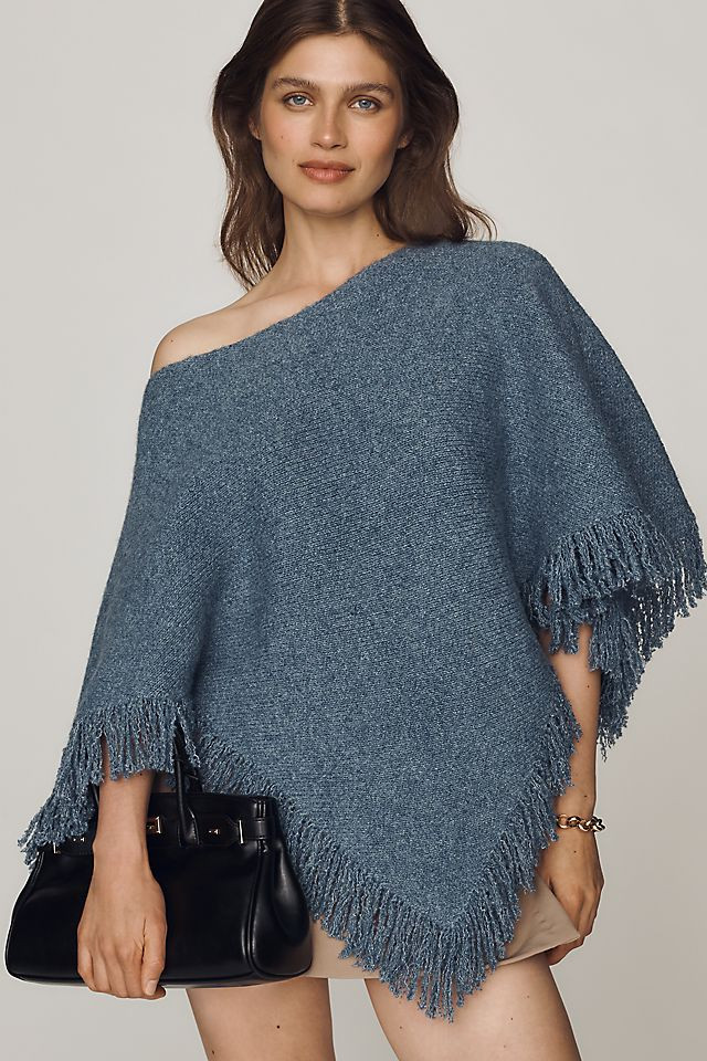 Knit Fringe Triangle Poncho | Anthropologie (US)