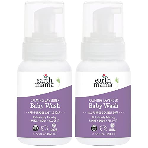 Earth Mama Calming Lavender Baby Wash Liquid Foaming Hand Soap, Organic All-Purpose Lavender Body Wash for Sensitive Skin, Castile Soap with Coconut Oil, Shea Butter, Calendula, & Aloe, 5.3Fl Oz (2PK) | Amazon (US)