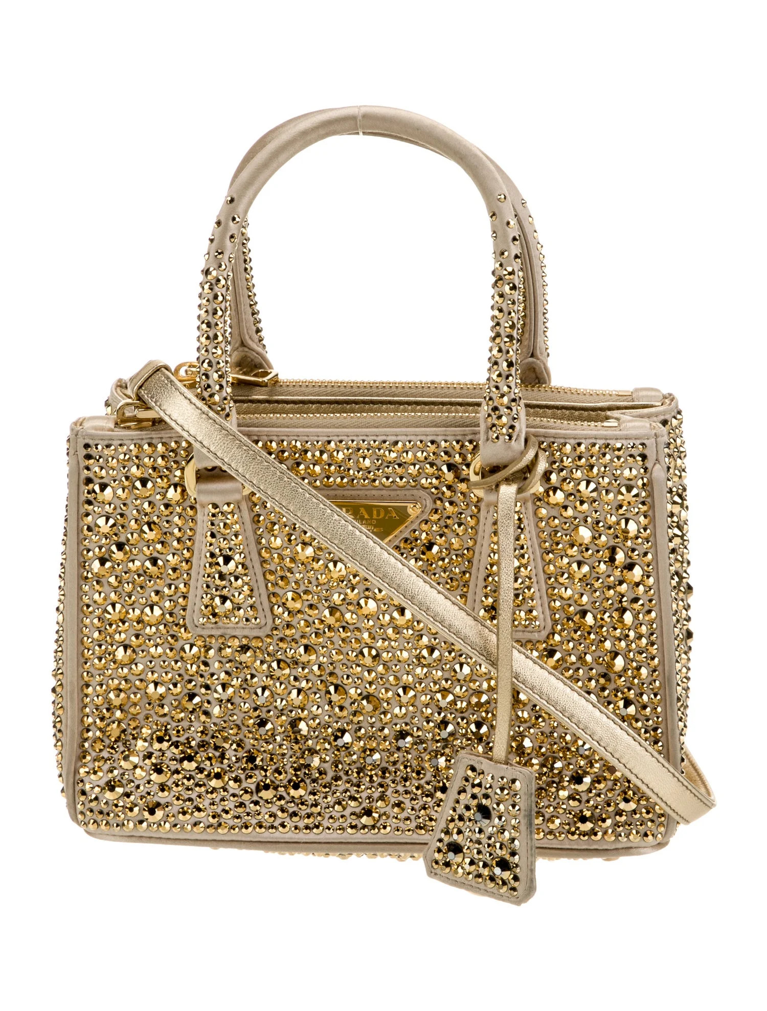 Prada Crystal Galleria Tote - Gold Handle Bags, Handbags - PRA1133502 | The RealReal | The RealReal
