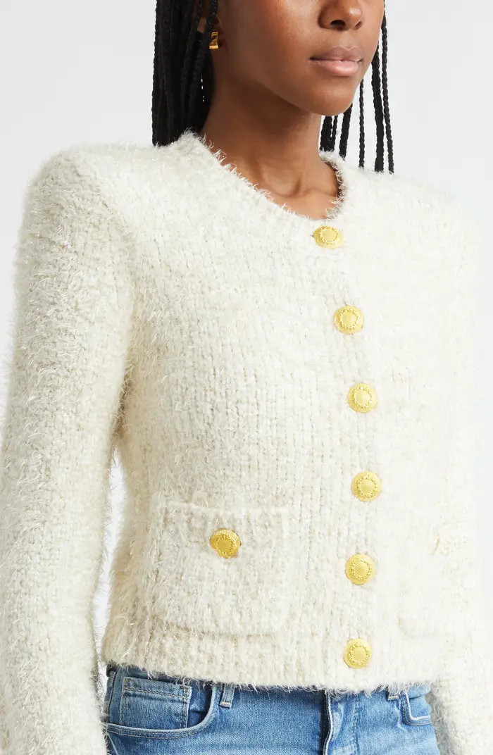 L'AGENCE Una Crop Eyelash Tweed Cardigan | Nordstromrack | Nordstrom Rack