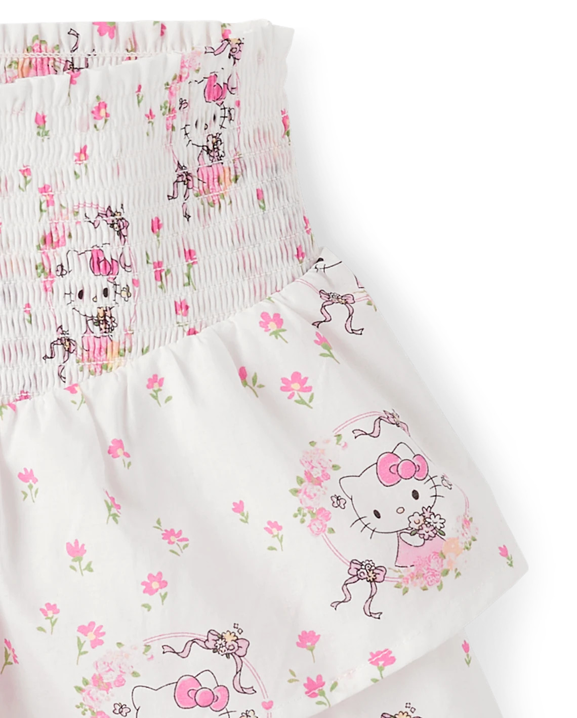 Girls Hello Kitty® Print Smocked Tiered Skirt - white | The Children's Place