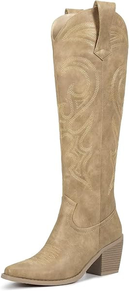 wetkiss Women's Knee High Cowboy Boots | Amazon (US)