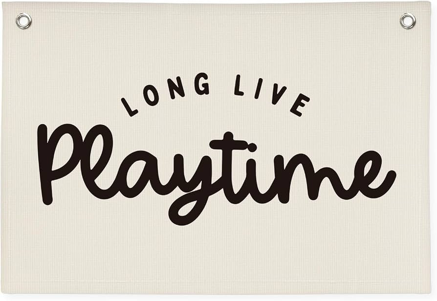 Playroom Decor,Long Live Playtime Linen Hanging Banner Flag Decor for Nursery Playroom Toddler Ki... | Amazon (US)