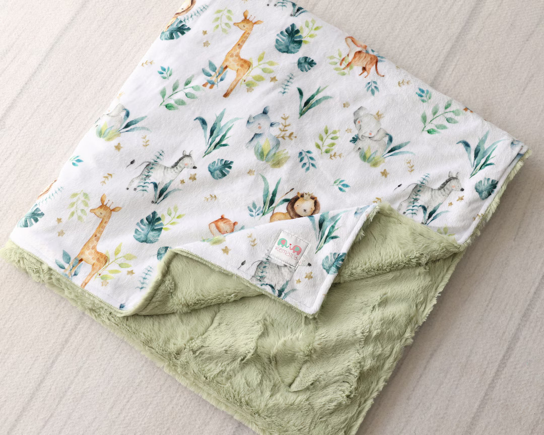 Personalized Baby Blanket, Safari Babies Minky Baby Blanket, Baby Gift, Toddler Bedding, Newborn ... | Etsy (US)