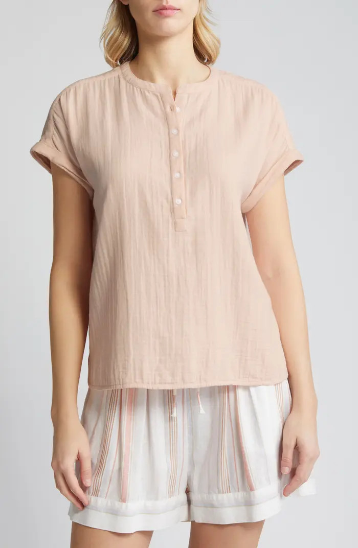 Cotton Gauze Henley Top | Nordstrom