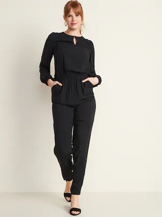 Waist-Defined Keyhole Jumpsuit for Women | Old Navy (US)