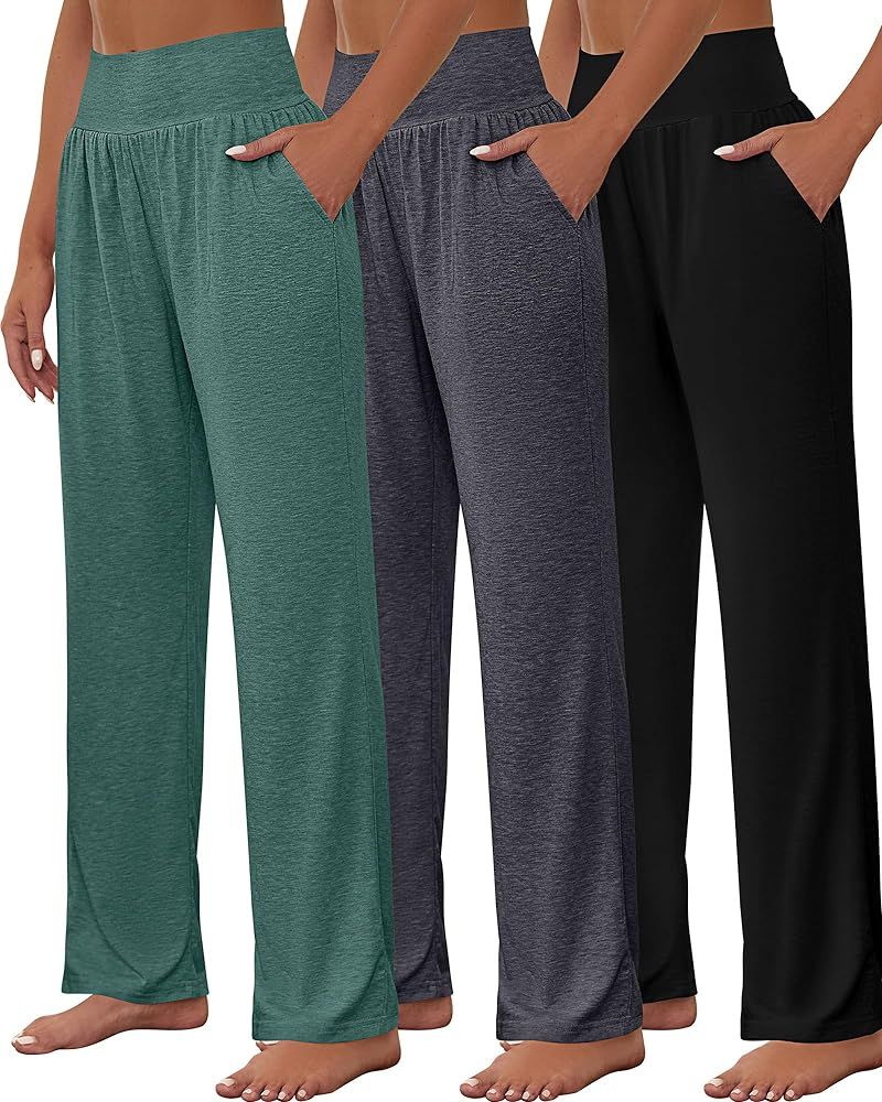 Neer 3 Pcs Women's Wide Leg Yoga Pant Comfy Loose Sweatpants High Waist Lounge Casual Athletic Pa... | Amazon (US)