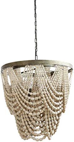Beaded Chandelier Rustic Farmhouse Boho Light Fixture with Wooden Beads - 2-Tier Draped Bead Chan... | Amazon (US)