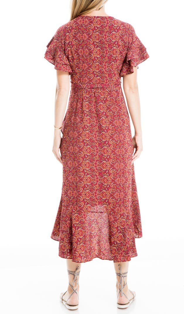 Ruffle Crepe High/Low Wrap Midi Dress | Nordstrom Rack