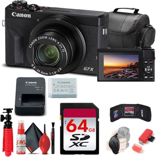 Canon PowerShot G7 X Mark III Digital Camera (Black) (3637C001) + 64GB Card + Card Reader + Deluxe Soft Bag + Flex Tripod + Hand Strap + Memory Wallet + Cleaning Kit (Starter Bundle) (Renewed) | Amazon (US)