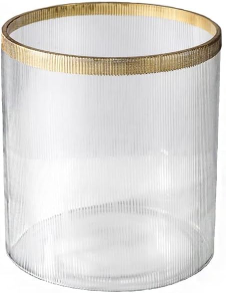 Amazon.com: Serene Spaces Living Large Clear Ribbed Glass Cylinder Vase with Gold Rim, Tealight, ... | Amazon (US)