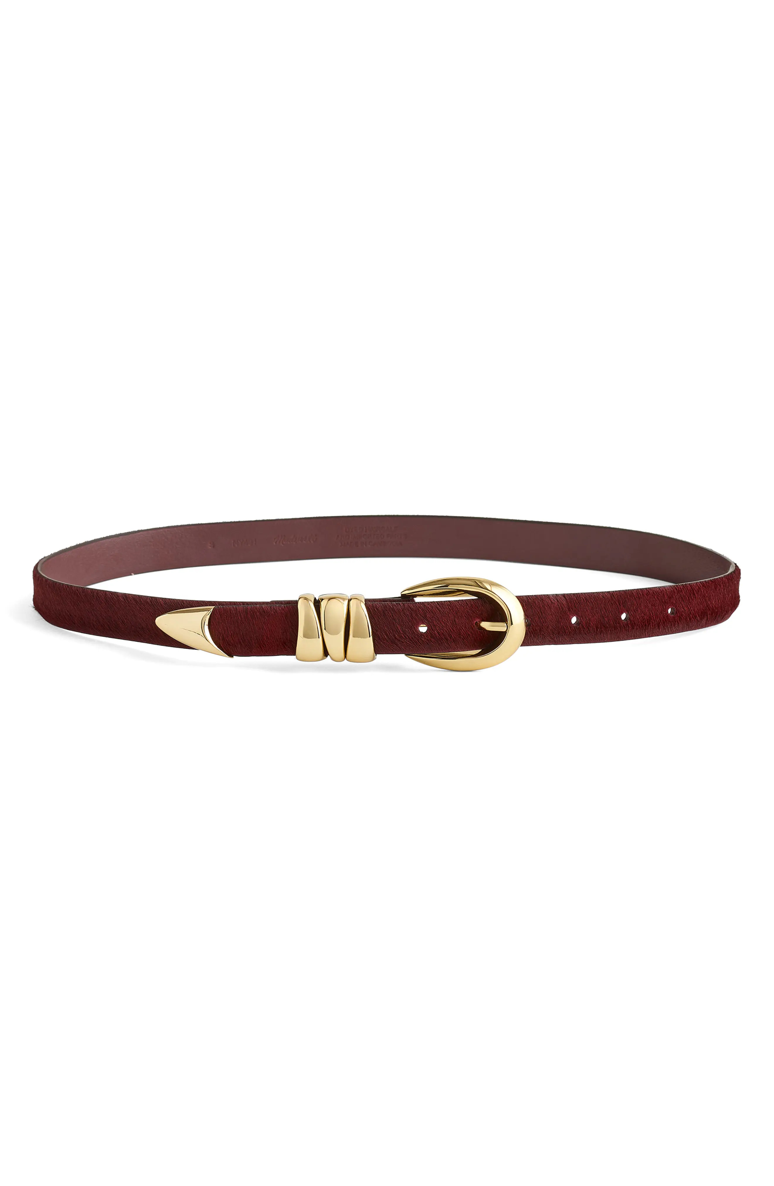 Madewell Triple Metal Keeper Genuine Calf Hair Belt in Cabernet at Nordstrom Rack, Size Small | Nordstrom Rack