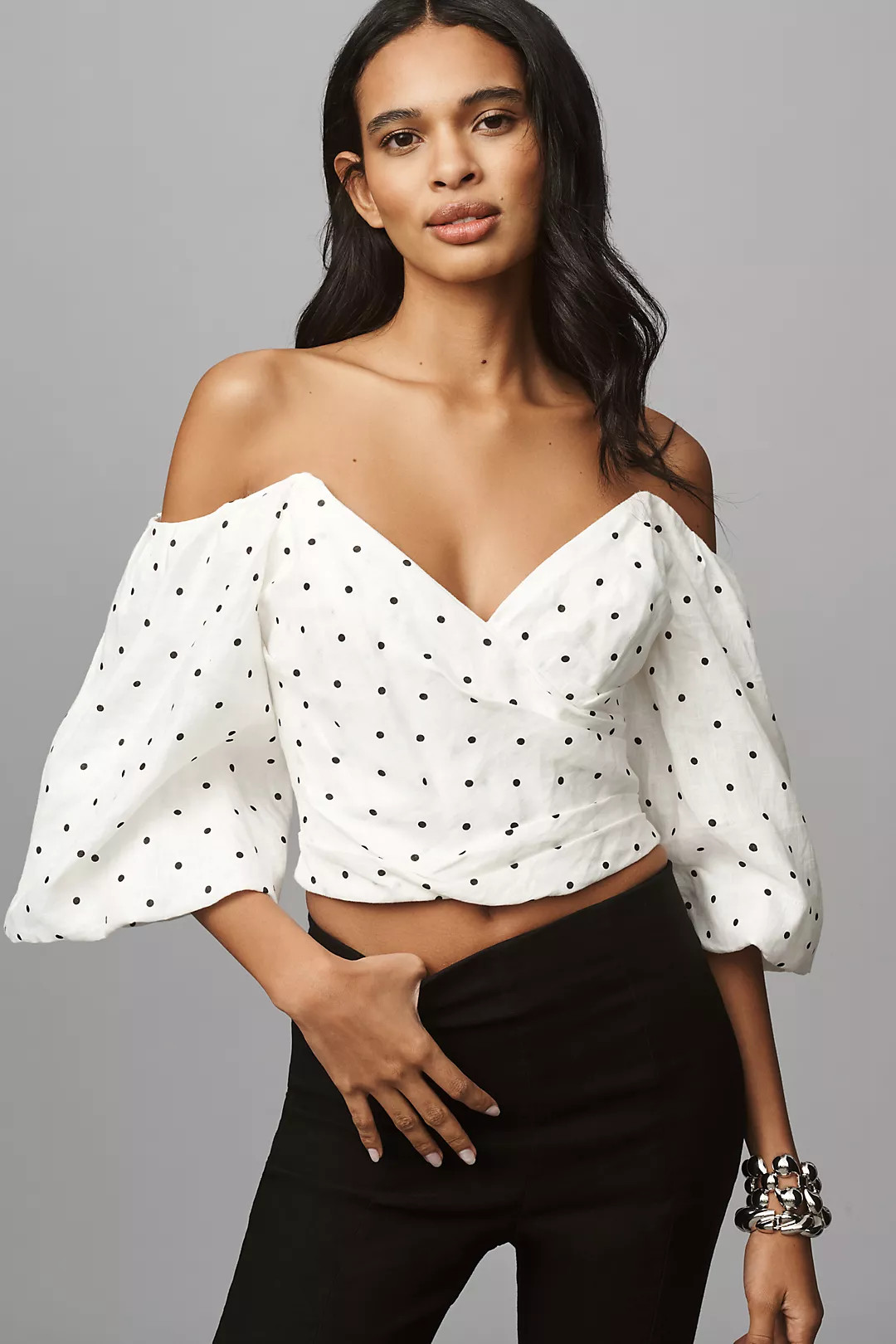 Bardot Eva V-Neck Puff-Sleeve Top | Anthropologie (US)
