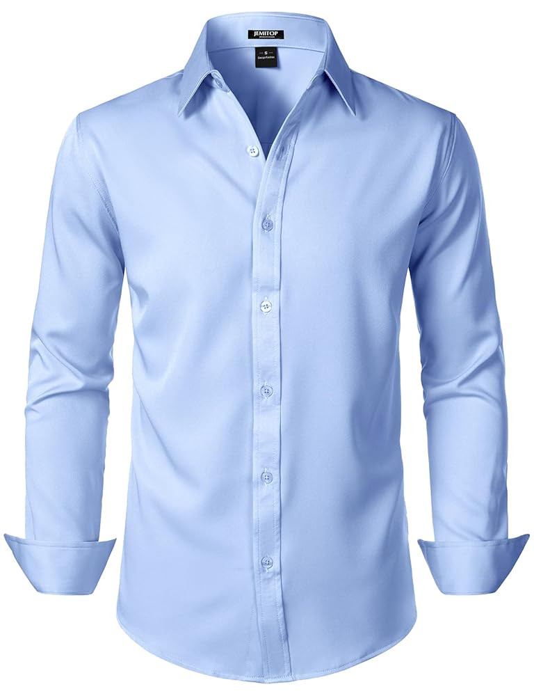 Men's Stretch Soft Slim Fit Dress Shirts Long Sleeve Formal Wedding Business Casual Button Down S... | Amazon (US)